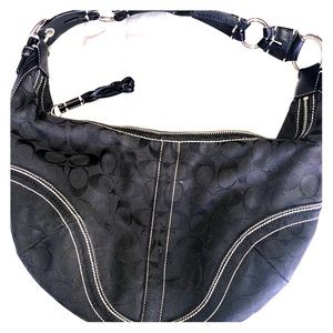 Coach Black Canvas Bag with CC print